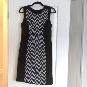 Black dress with black and white accent